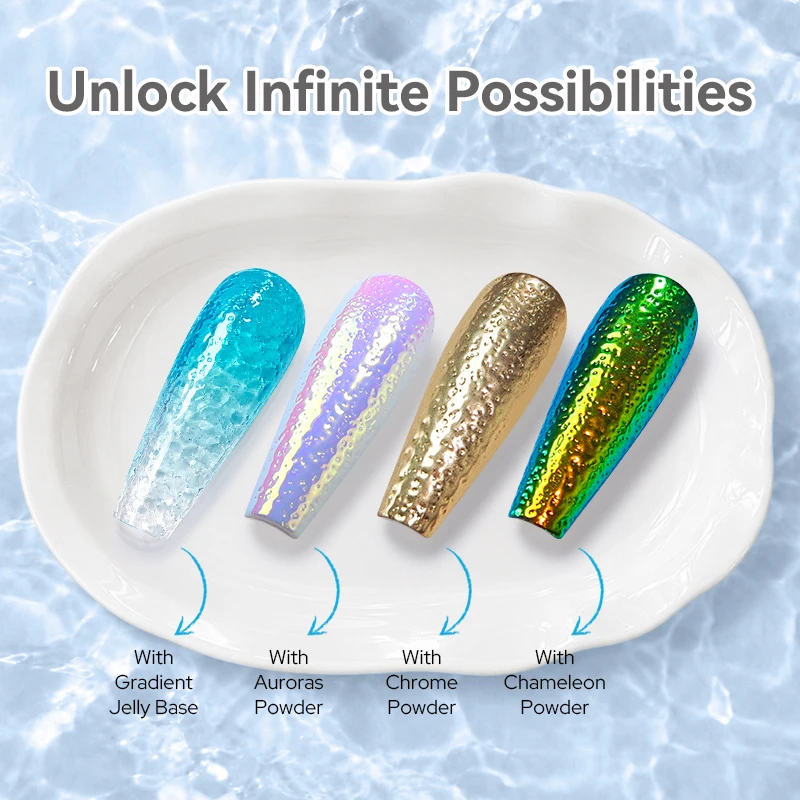 BORN PRETTY Water Ripple Top Coat Nail Gel No Wipe Function Gel Self Flowing Water Wave Effect for Nail Powder Manicure DIY