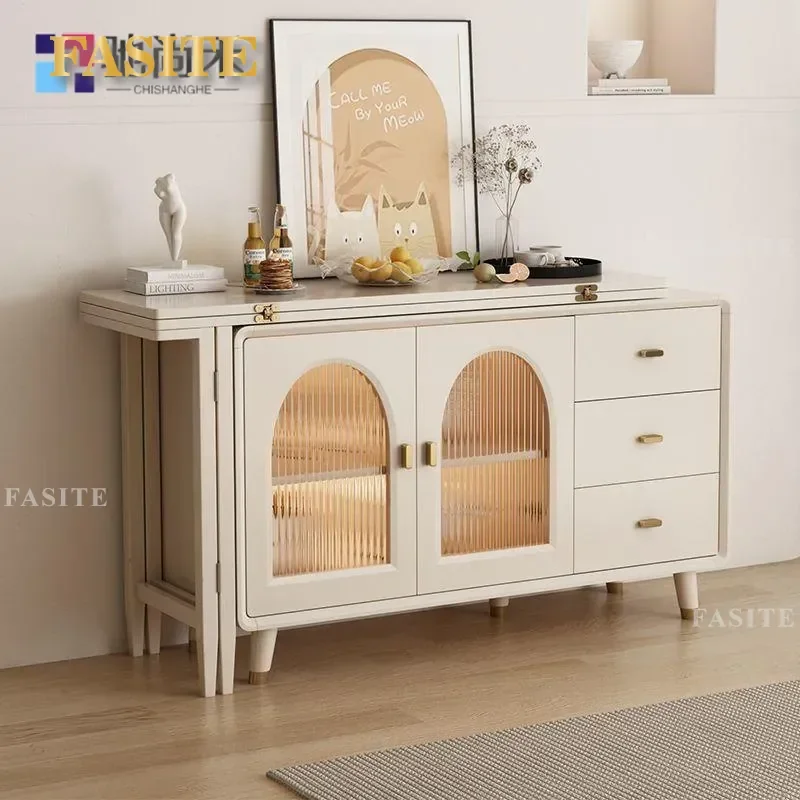 For Small Apartment Japanese Style Foldable Dining Table Side Cabinet Integrated Retractable Wall Mounted Kitchen Storage