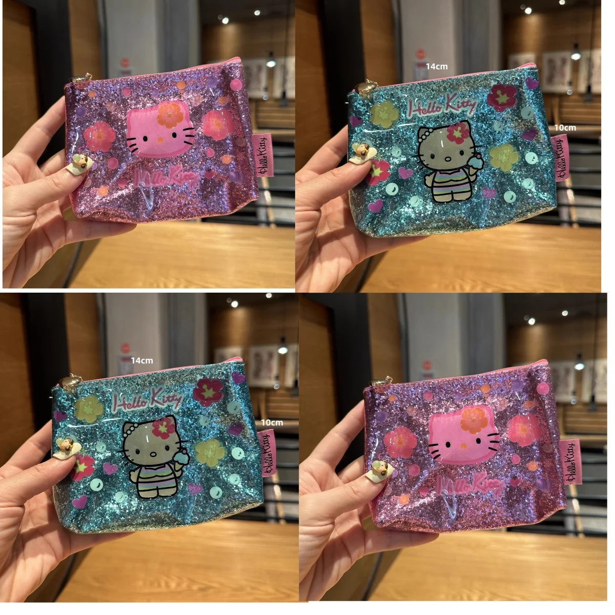 

Kawaii hello kitty cute cat makeup coin wallet headphones portable certificate storage bag animation ladies Christmas gift