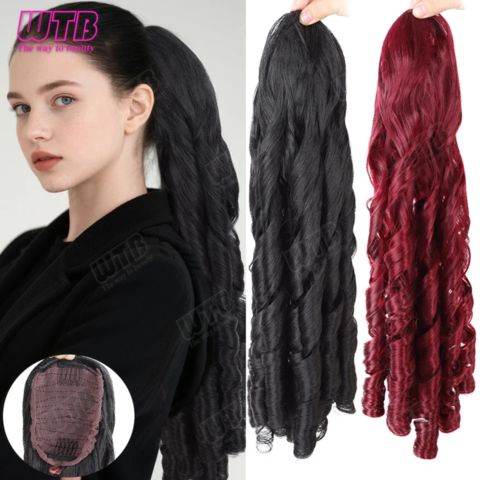 WTB Roman Curl Ponytail Synthetic Wig Drawstring Style Volumizing Curly Ponytail Wig Suitable for Women's Daily and Holiday Wear