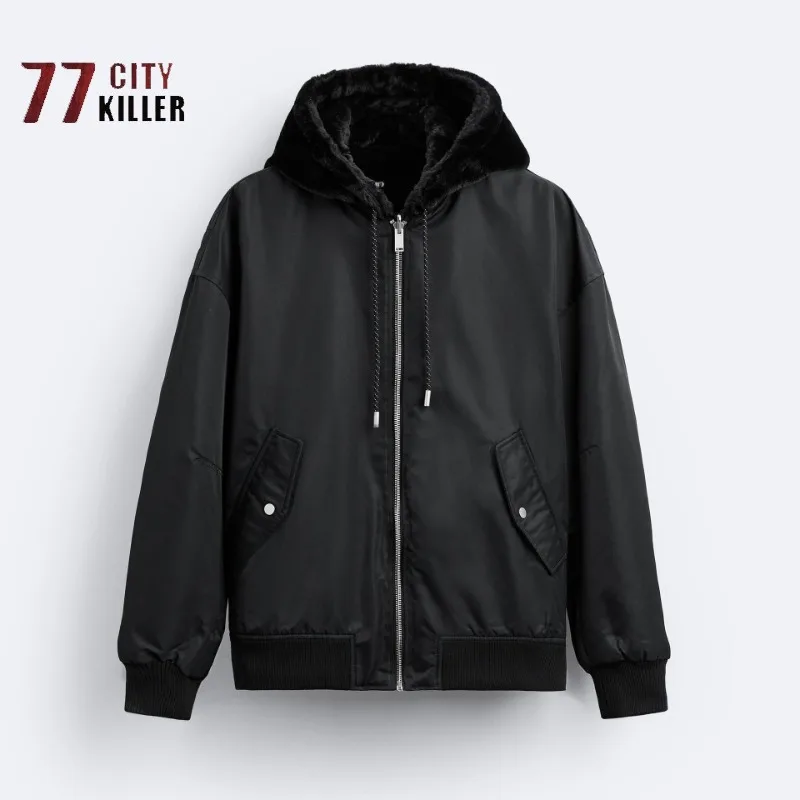 

Winter Solid Color Double-sided Brushed Warm Men's Parka Hood Waterproof and Windproof Coat Men's Casual Loose Coat Chaquetas