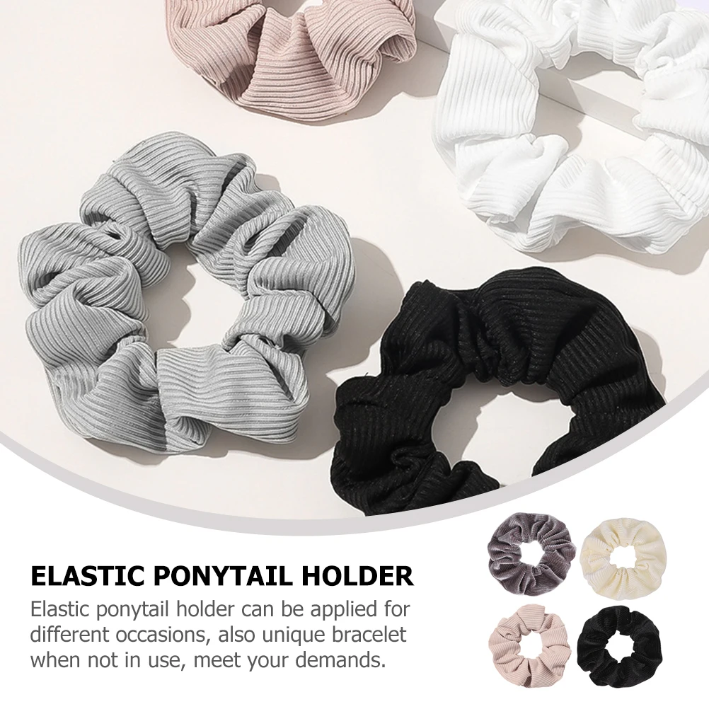 

4 pcs Corduroy Scrunchies Elastic Ponytail Holders Decorative Women Hair Accessories Girls Hair Bands Stretchy Ties
