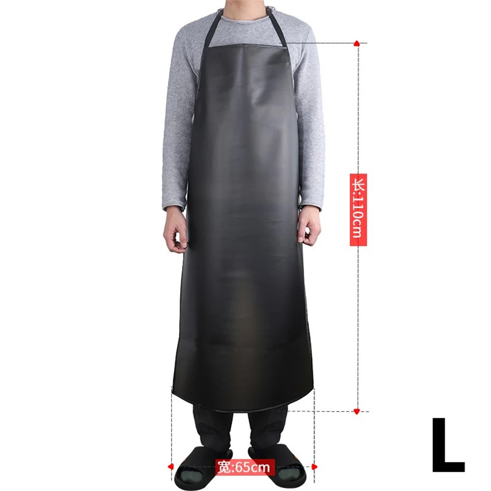 Waterproof Oilproof PVC Black Apron Extra-long Apron For Kitchen Waterproof Areas Work Cleaner For Woman Men Chef Work Apron