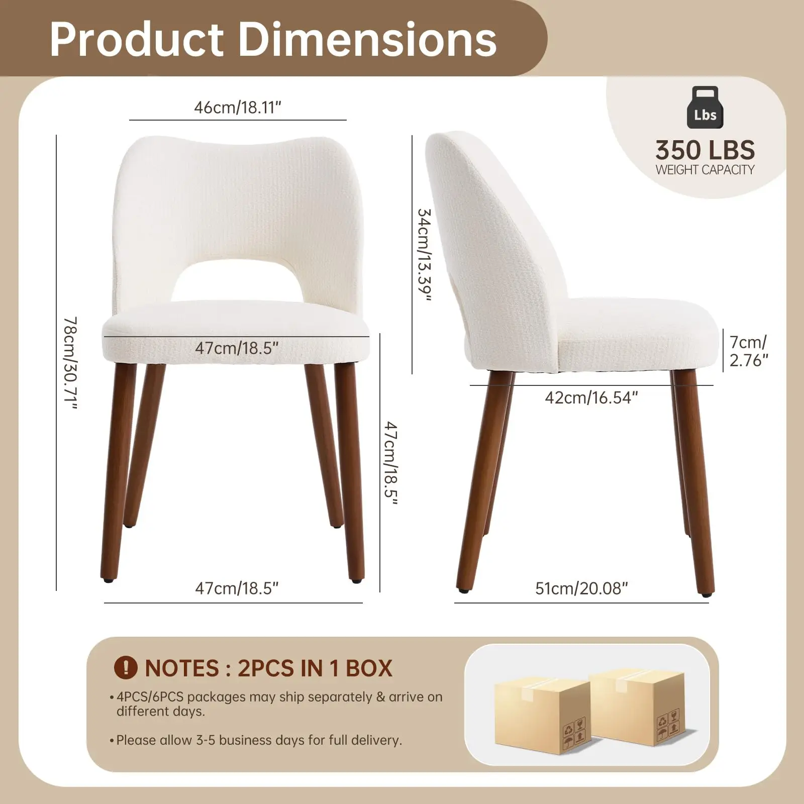 Upholstered Dining Chairs Set Of 2 Linen Blend Fabric Mid-Century Modern Kitchen Chairs Solid Wood Legs Padded Seat Open Back
