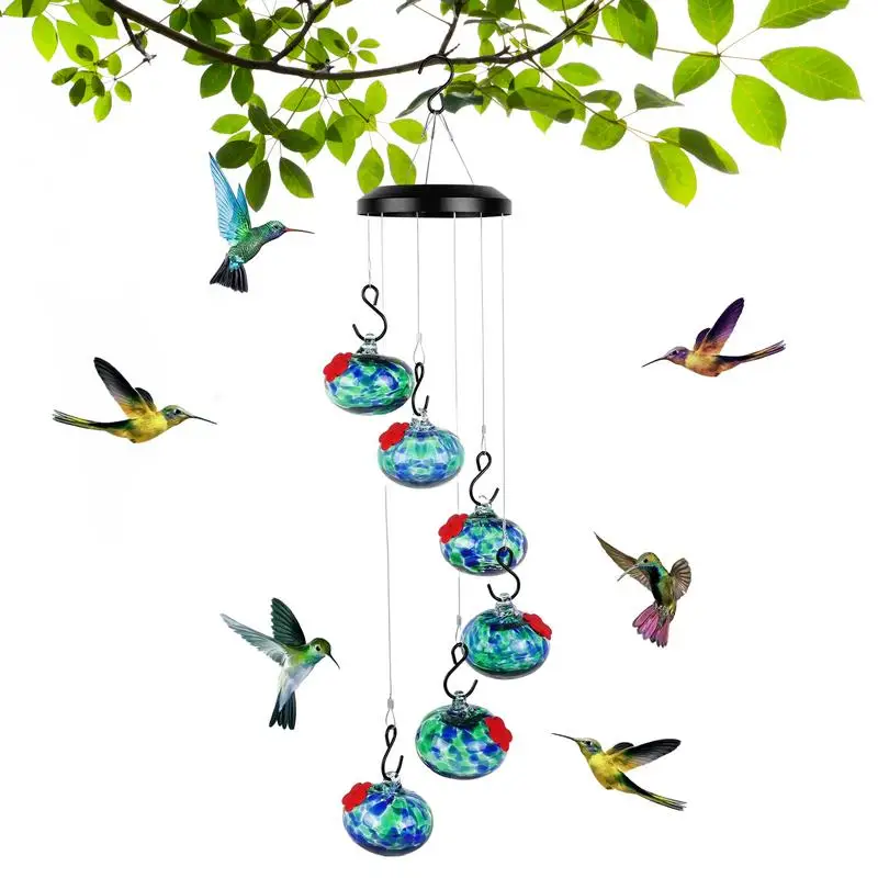 Outside Birdfeeder Hummingbird Feeders With Wind Chimes Leak-Proof Garden Decor Bee Guard And Bee Proof Accessories