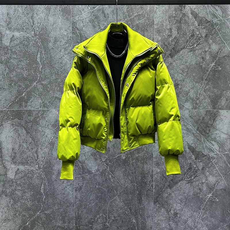 Winter Korean Fake Two Pieces Short Stand-up Collar Cotton-padded Jacket Men Thickened Warm Loose Leisure Fashion Versatile Coat