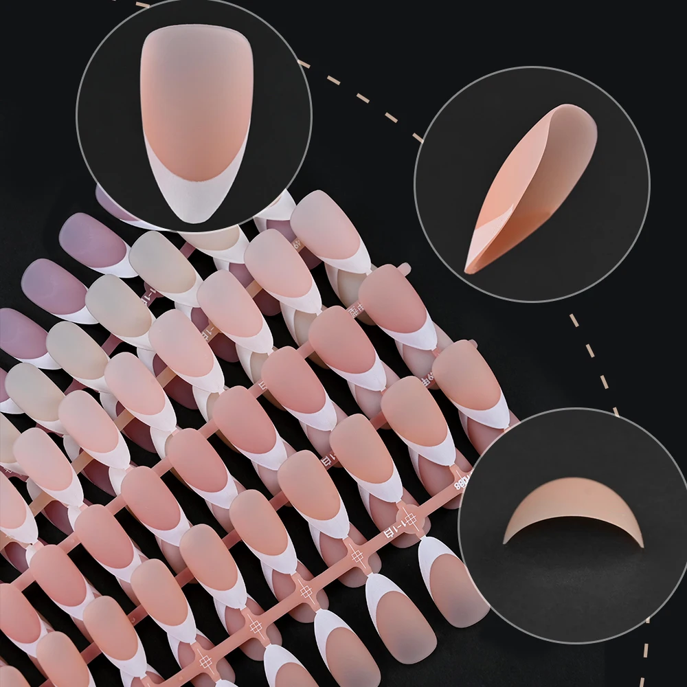 네일 아트용 프렌치 젤 네일 팁, 누드 핑크 아몬드 모양, 익스텐션 가짜 손톱, DIY #15 크기, 150 개