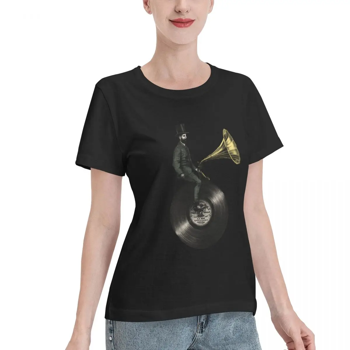 Limited Offer Music Man Oversized Women's T-shirt Vintage Retro Wear Resistant Top