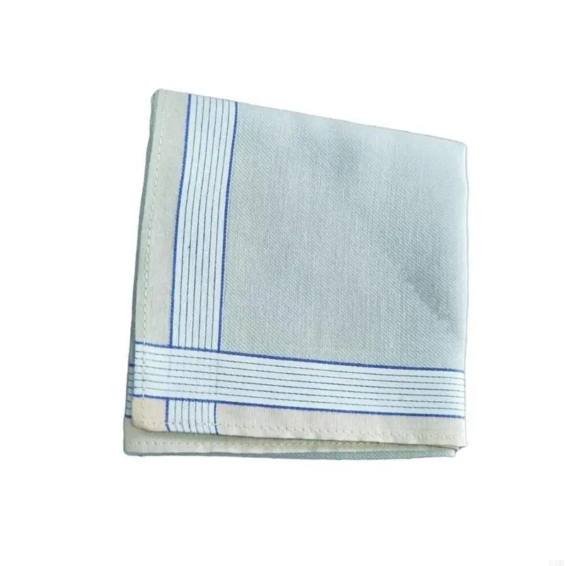 F3MF Hankie portátil lenço masculino Padrão listrado bolso lavável macio