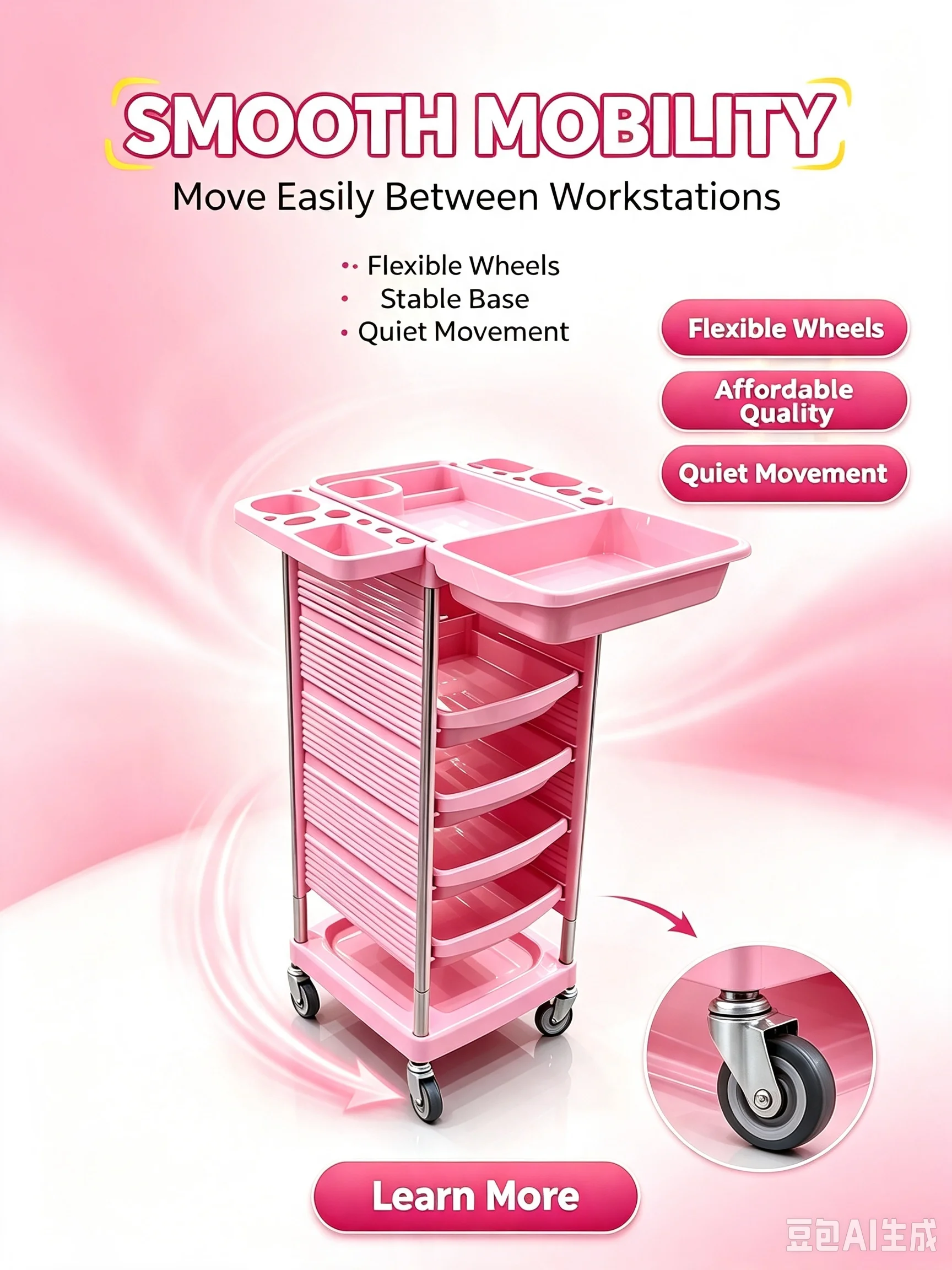 2pc Salon Cart Rolling Trolley Makeup Train Case Hairdressing Storage Stand for Nail Salon Spa Barber Shop cart