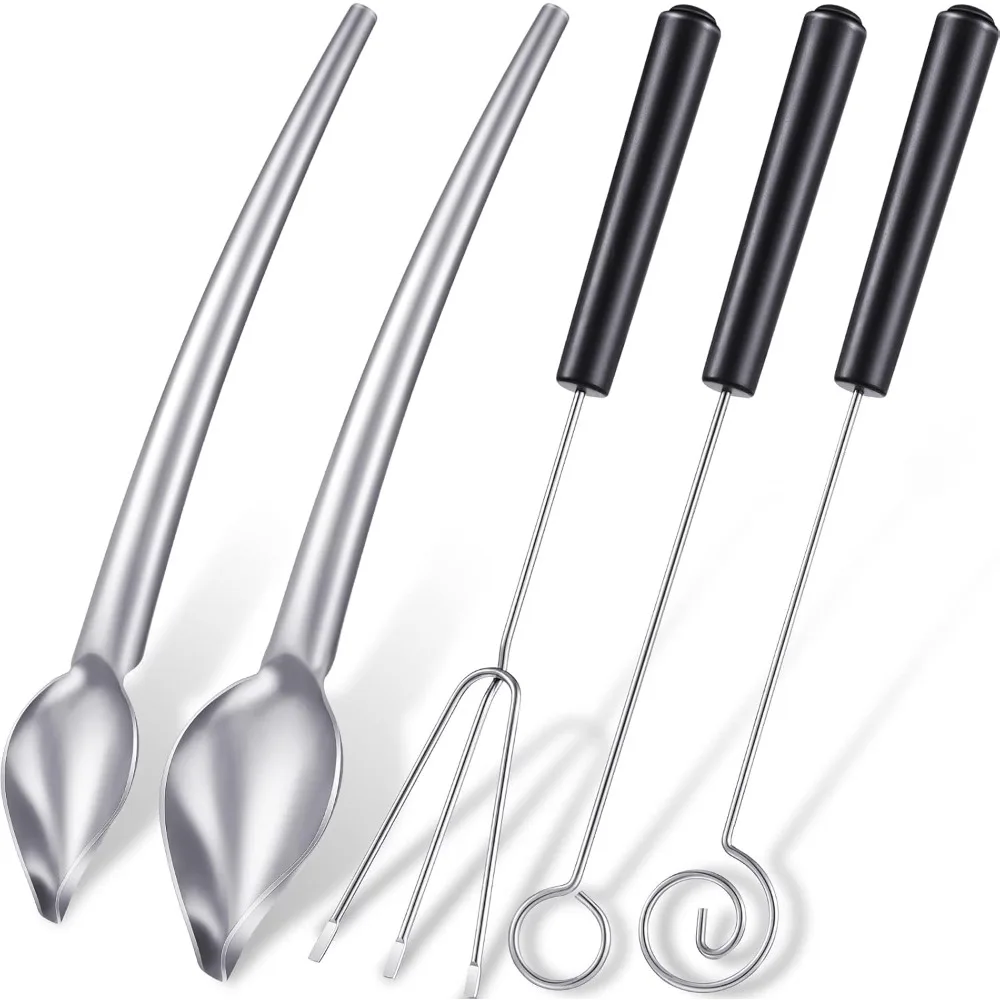 

3 Pieces Candy Dipping Tools Chocolate Dipping Fork Spoons Set 2 Pieces Culinary Decorating Spoons Chef Art Pencil for D