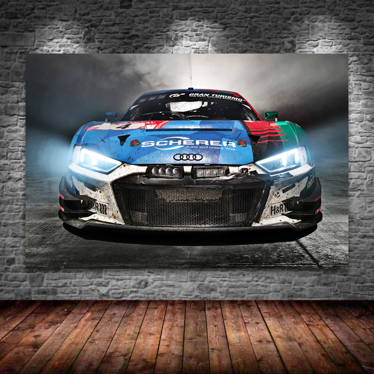 Supercar Audis R8 LMS Race Sport Car Headlights Wall Art Posters And Prints Canvas Paintings Unframe Living Room Home Decoration