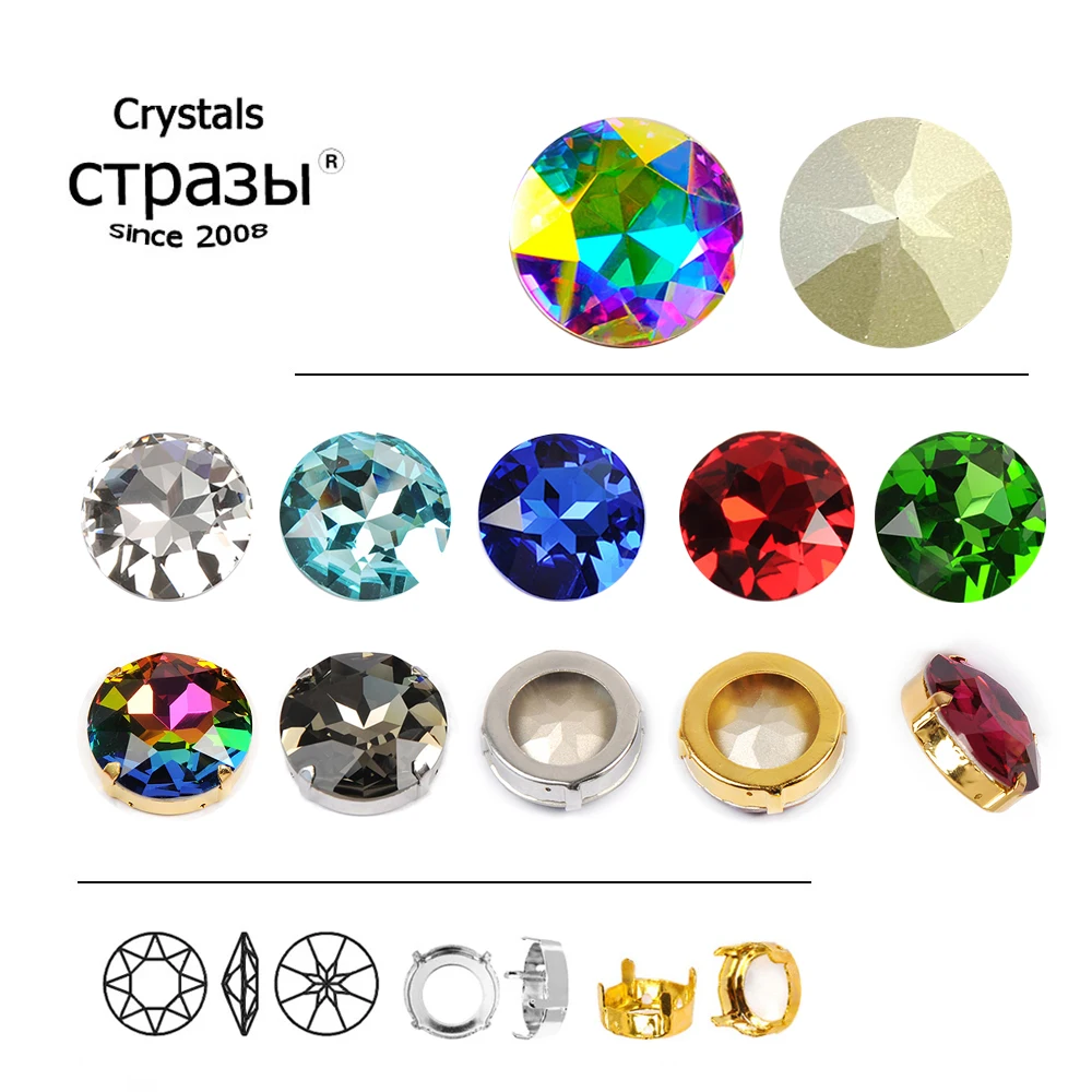 6A SW 27mm Großer Runder Edelstein-Strassstein für Handarbeiten Rivoli Kristallblume DIY Bastelzubehör Kristallschmuck Kleidungszubehör – Detail 2