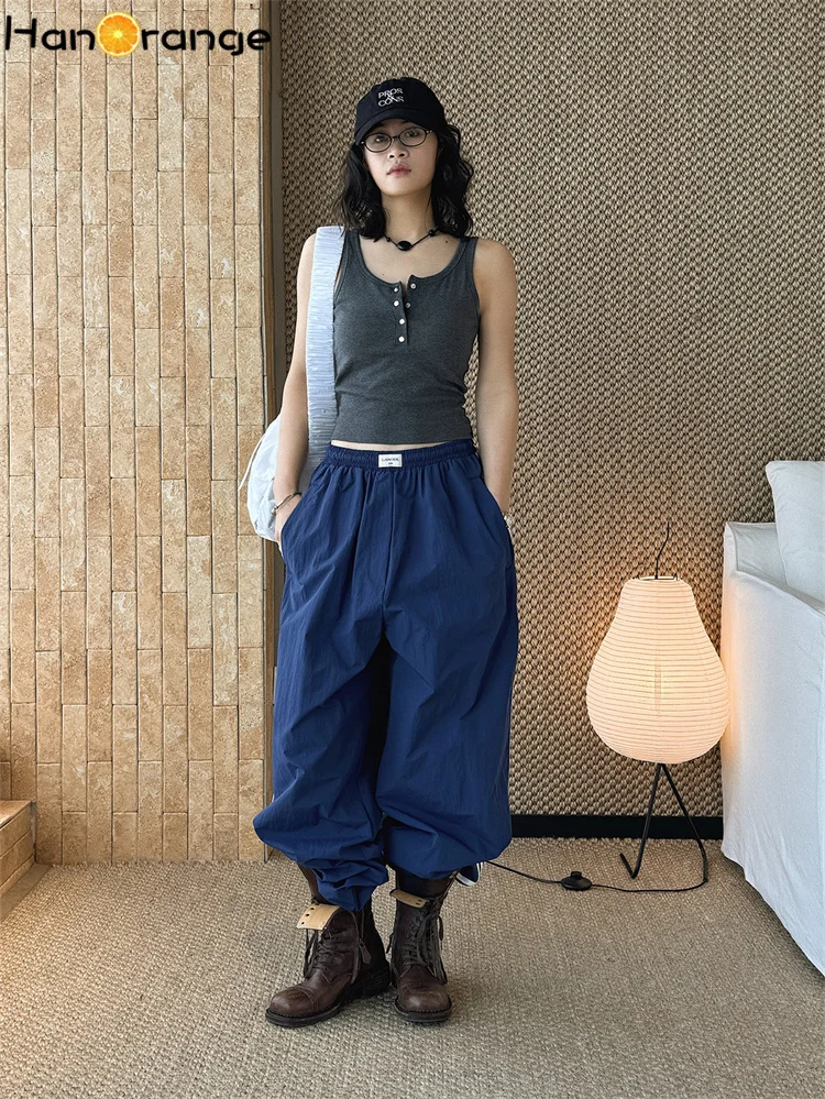 HanOrange 2026 Spring Retro Fashion Button I-shaped Short Tank Women Stylish Sleeveless Top White/Black/Dark Gray/Green/Blue