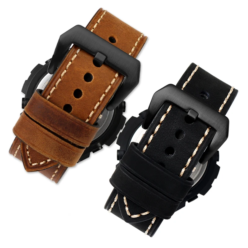 For G-SHOCK Casio GST-W120L/W130L//S120/S100/S110 MTG-B1000 G1000Crazy Horse Leather Strap Men Vintage Watch Band Accessories