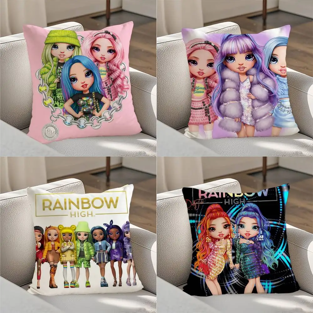 

R-Rainbow H-High Dolls Pillow Case Luxury Double-sided For Car Pillows 45x45 Cushions Cover Home And Decoration Sofa Pillowcase