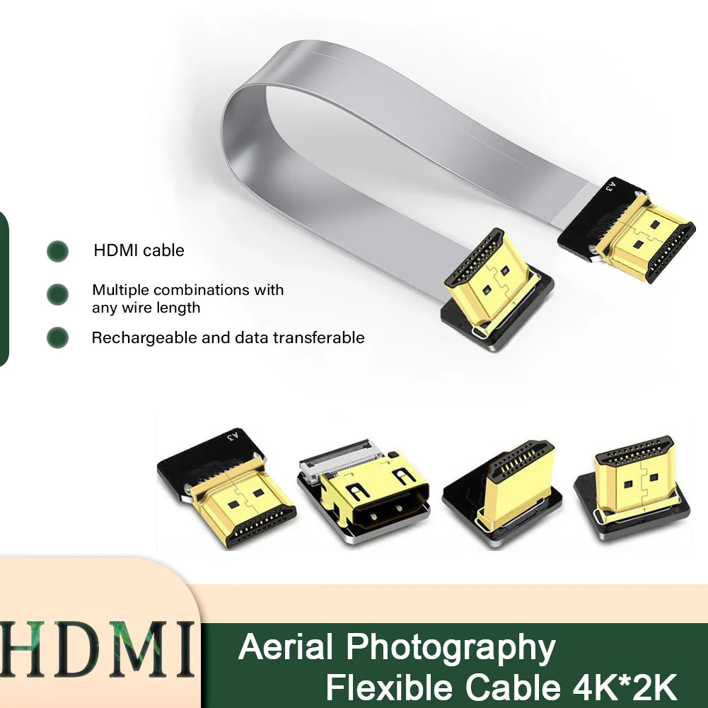 Suitable for HDMI Compatible Cable Micro HDMI To Mini HDMI Ultra-thin FPC Flexible Cable 90 Degree Mini/Micro PCB Connector DIY