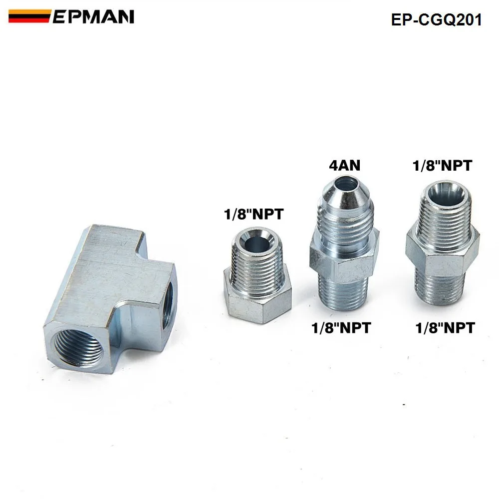 EPMAN 1/8NPT to 4AN Turbo Adapter Tee Fitting w/ Block Oil Feed Pressure Sensor EP-CGQ201