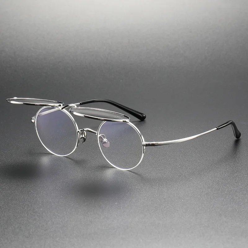 Clips Myopia Glasses KMN54 Sunshade Fashion Titanium Sunglasses for Prescription Men's Round Retro Women's Multi-function Frame