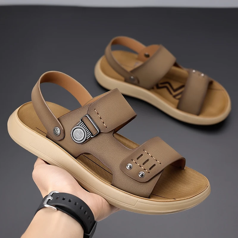 

Men's Slip-Resistant Buckle Leather Sandals Summer Comfortable Shoes for Men