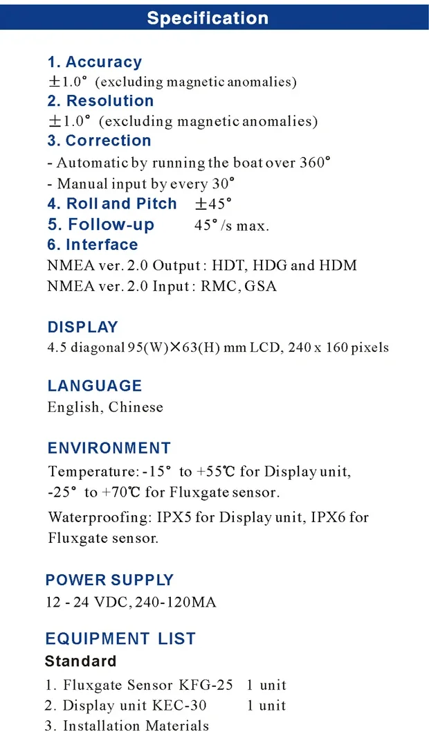 marine Electronic Fluxgate compass KEC-30