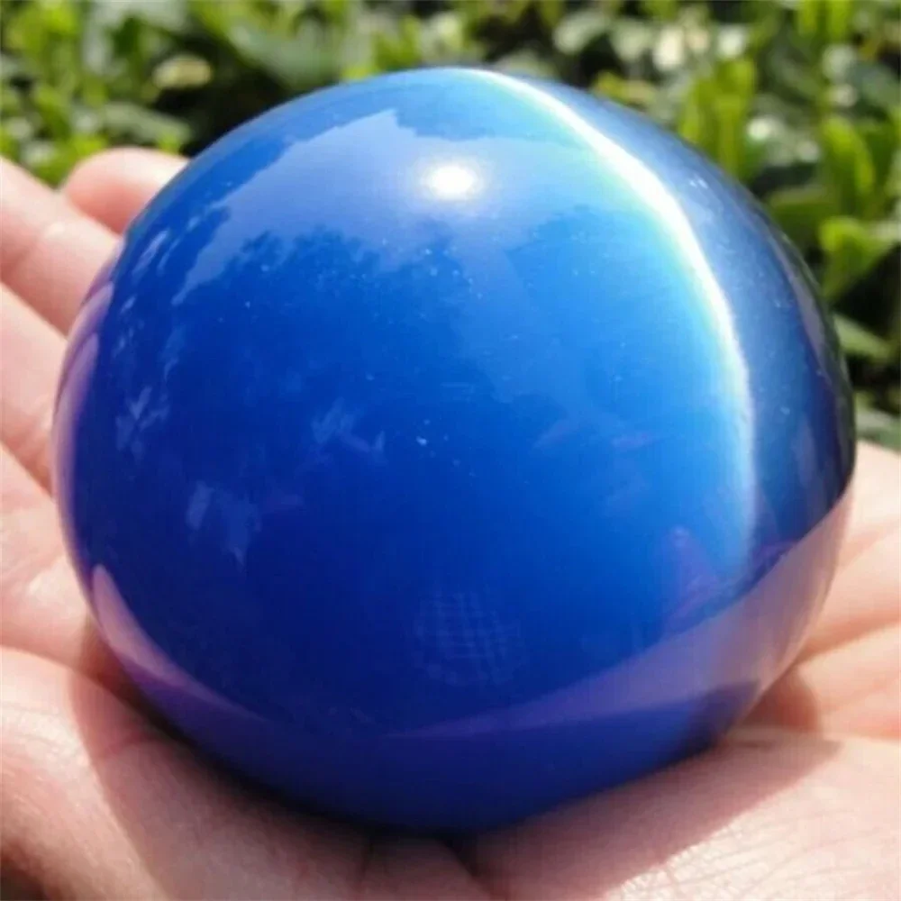 Natural Blue Cat Eye Crystal Ball, Divination Energy Stone, Shooting Decoration, Home Office Degaussing Decoration