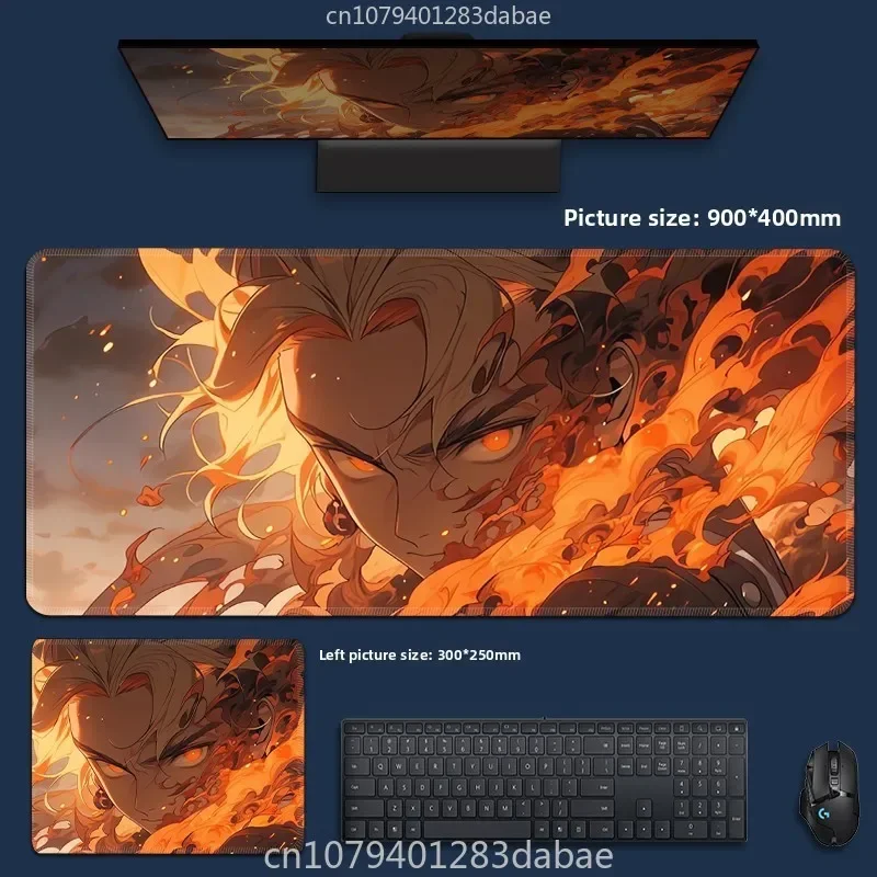 Alfombrilla de ratón de cuero de gran tamaño Demon Slayer, dibujos animados japoneses de Anime para niños y hombres, alfombrilla para teclado de ordenador, mantel individual para jugador de juegos y PC