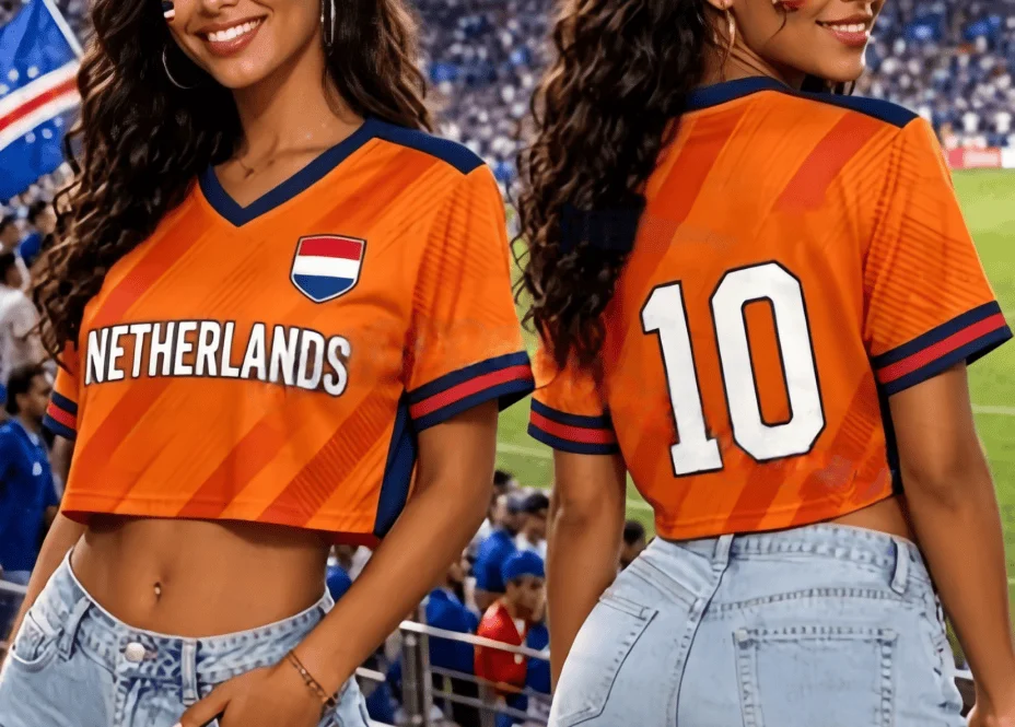 2026 Dutch 3D Printed Hot Girl Crop Top Cheerleading Uniform Short Sleeved Women's T-shirt Slim Fit and Stylish Trend
