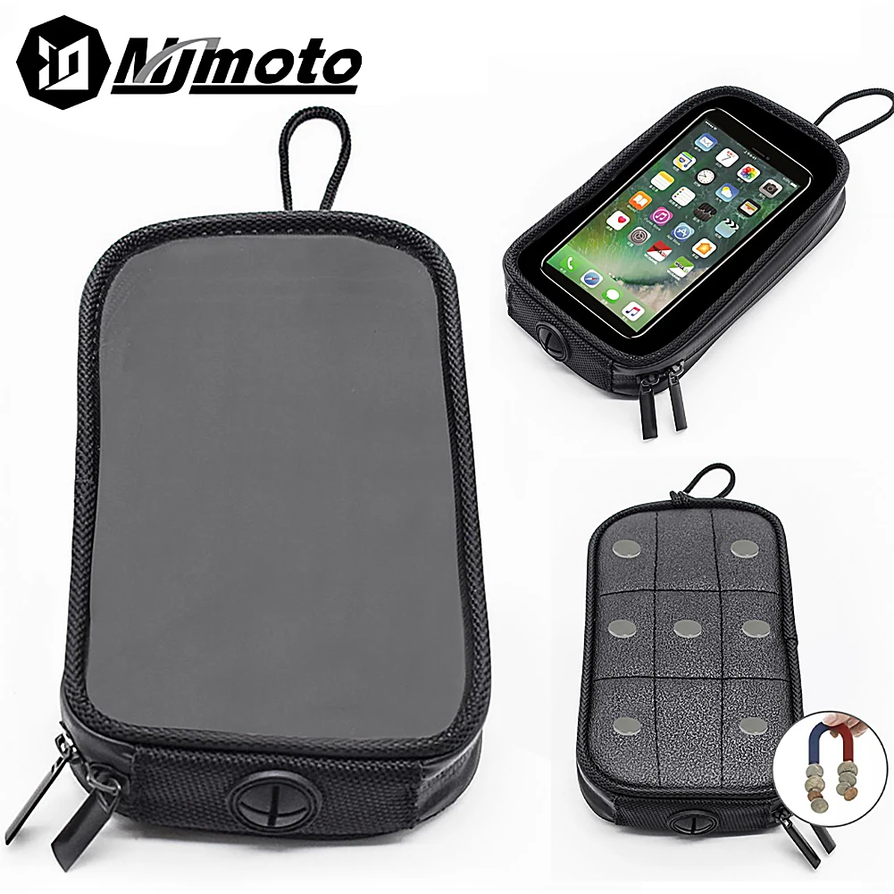 Mini Motorbike Magnetic Tank Bag Outdoor Adventure Waterproof Motorcycle Tank Backpack Magnetic Phone Holder Black Lightweight