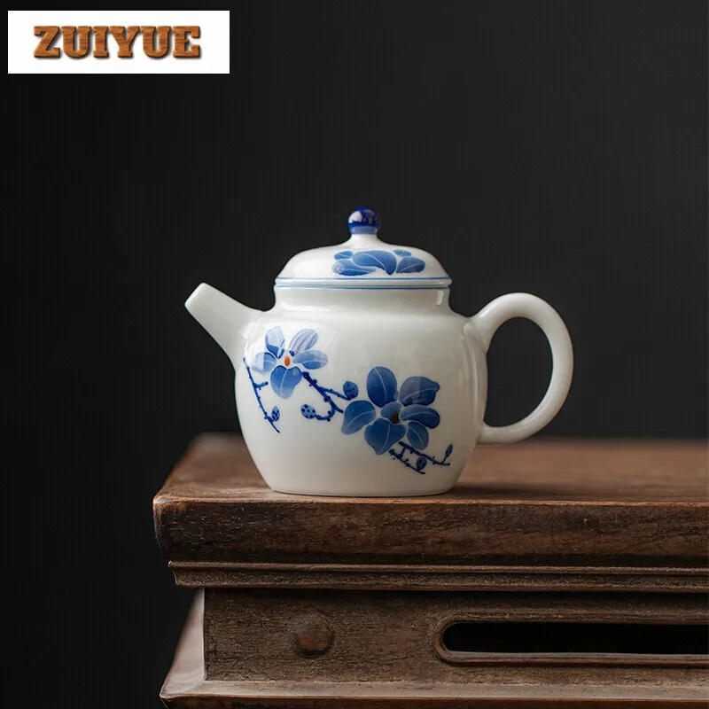 100ml Jade Porcelain Handmade Tea Pot Household Hand-painted Magnolia Teapot Retro Pot Tea Soaking Kettle Tea Ceremony Gifts