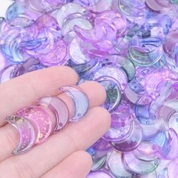 6/20Pcs Random Cute  Witchcraft Crescent Moon Bedels For Jewelry Making DIY Glass Celestial Lunar Moon Charms Jewelry materiales