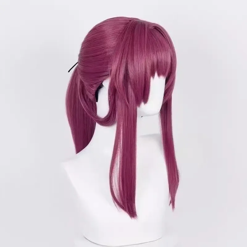 1 buah wig rambut lurus berantakan warna burgundy untuk permainan Star Rail, wig cosplay Kafka
