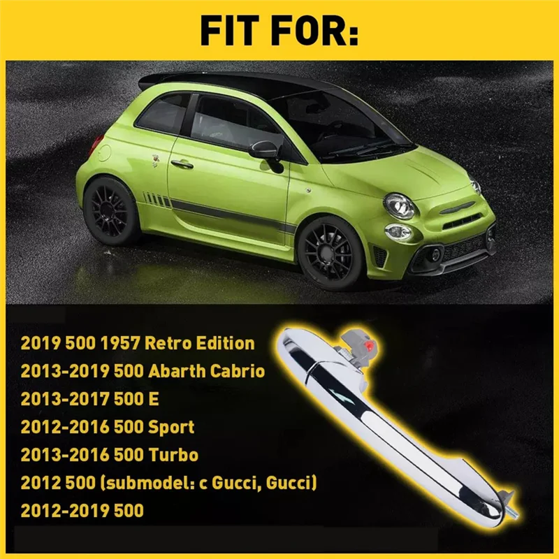 

Внешняя ручка двери автомобиля 735451696, 735592014,68069942AB для Fiat 500 2012-2019, передняя пассажирская сторона