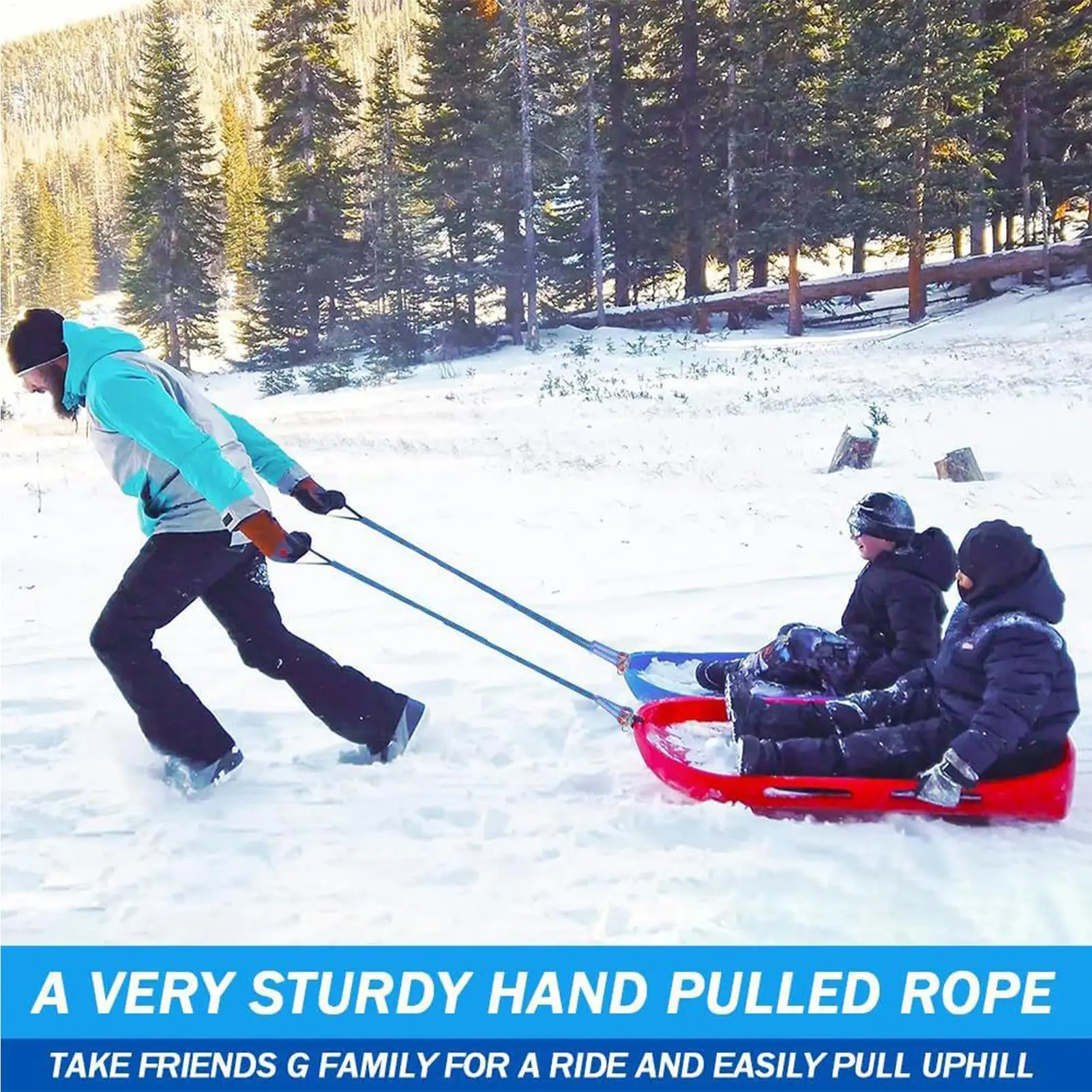 

Snow Sled Pull Rope With Carabiner Children Sled Drag Ropes 4M Winter Sled Towing Rope Set Pulling Children Sled Drag Ropes