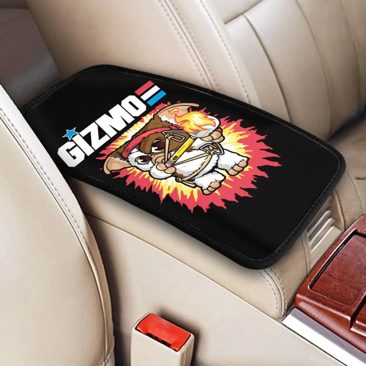 Custom Gizmo Gremlins Car Armrest Cover Mat 80s Horror Movie Mogwai Center Console Pad Storage Box Cushion Pad Car Accessories