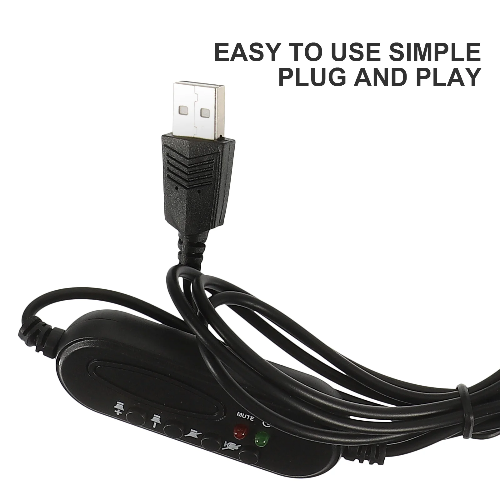 

USB Wired Headset 3.5mm Noise Cancelling Earphone Black Flexible Mic for Office Customer Service Computer Laptop Desktop