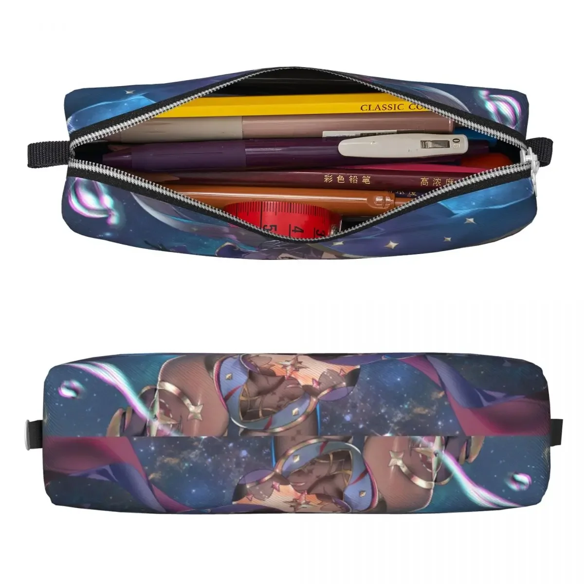 Mona Genshin Impact Anime Girl Pencil Cases Video Games Pen Bags Girls Boys Big Capacity Office Gifts Pencilcases