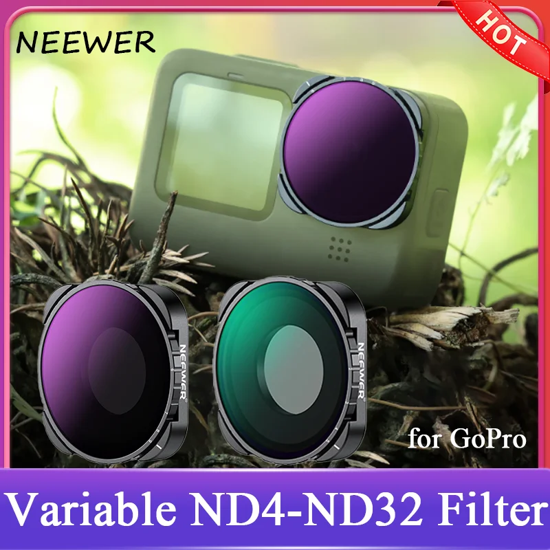 

Оригинальные переменные фильтры NEEWER ND4-ND32 для GoPro 9 10 11 12 с мультиticoated HD оптическим стеклом 2-5 остановков переменного ND-фильтра