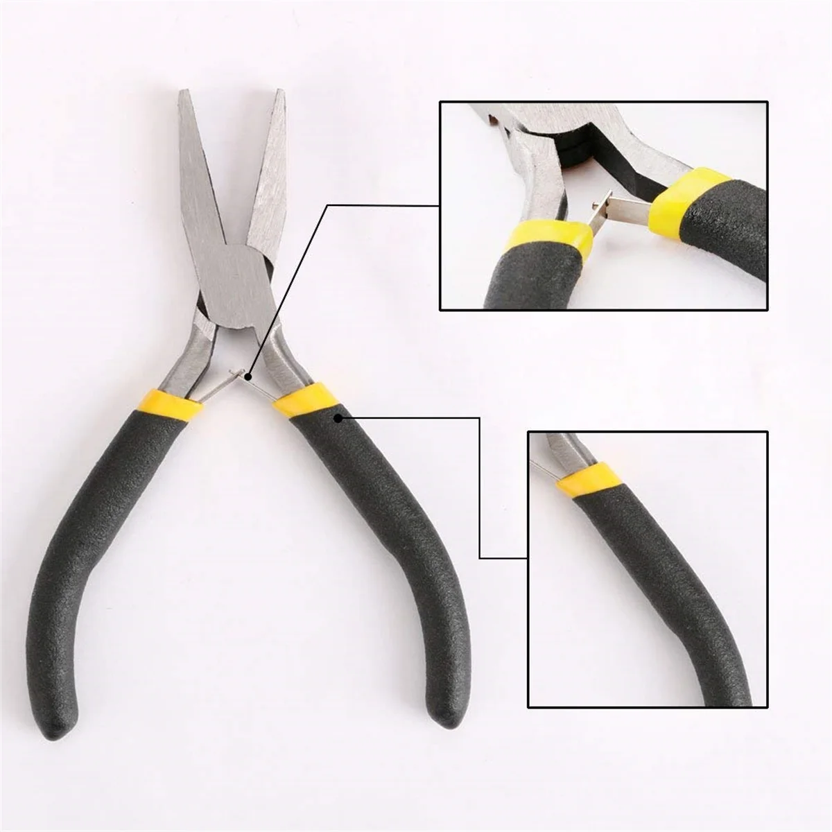 8PCs Mini Pliers Set, Long Nose with Teeth, Flat Jaw, Round Curve Needle Diagonal Nose Wire End Cutting Cutter Linesman Plier