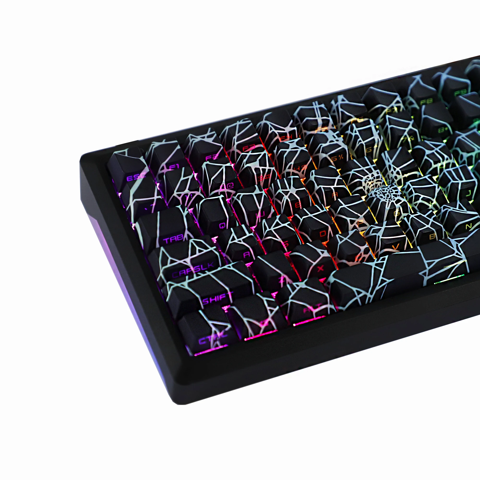 

YMDK 131 Key Spider Web Shine Through Theme Cherry Profile Side-Lit PBT Dye Sublimation Keycaps for MX Mechanical Keyboards