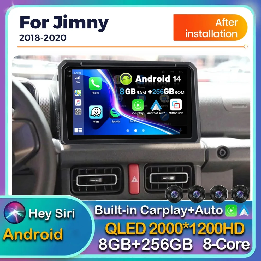 

Android 14 Carplay Auto Car Radio For Suzuki Jimny 2018 2019 2020 Multimedia Player GPS Stereo Navigation WIFI+4G 360 Camera DSP