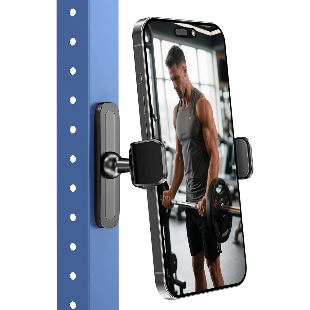 

Magnetic Phone Holder for Gym Alloy Base 360 Adjustable 47-65 Inch Phones Secure Workout Accessory