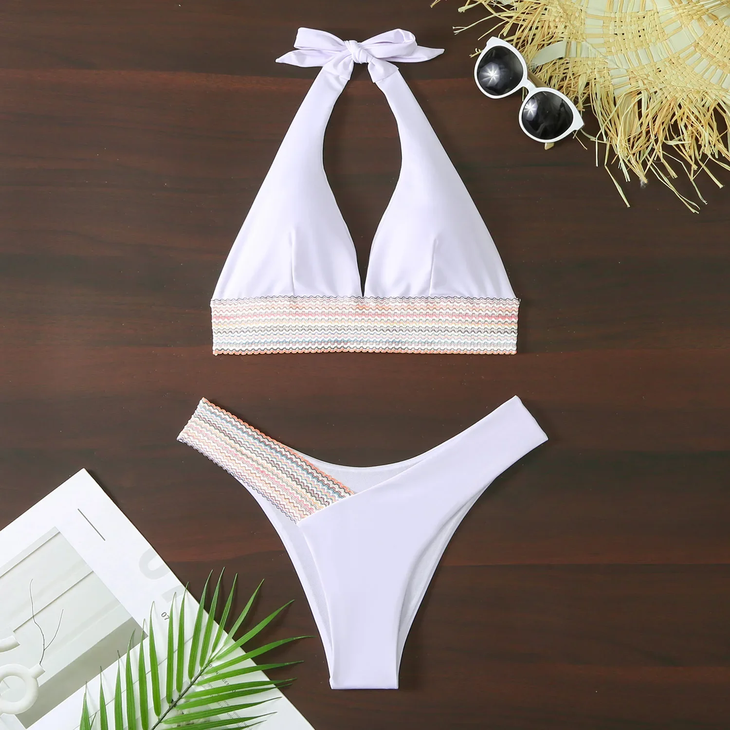 

Sexy Bikini 2024 Women Bandage Swimsuit White Swimwear Female Thong Bikinis Sets Swimming for Bathing Suits Brazilian Biquini