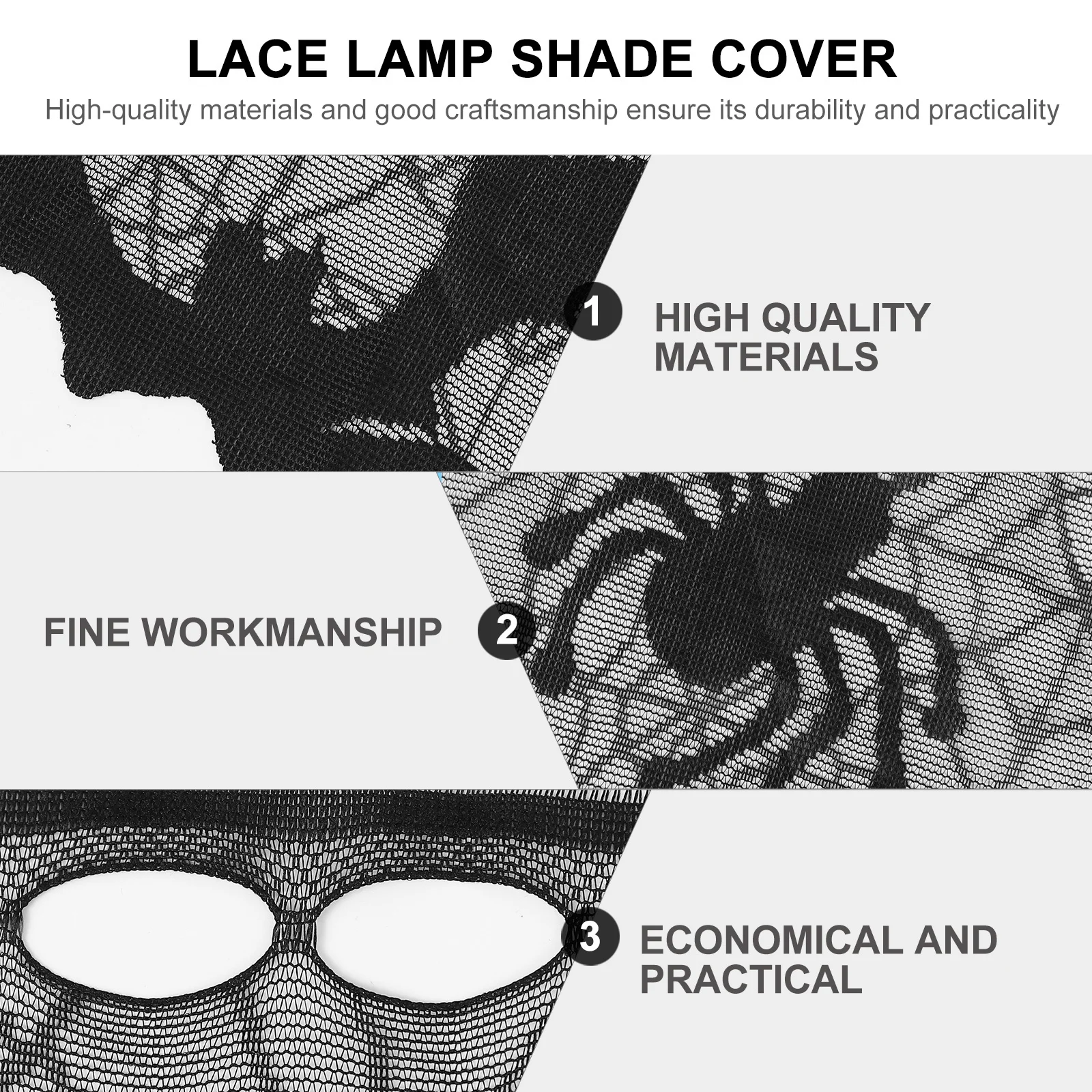 

3Pcs Halloween Spider Web Lace Lampshade Cover Durable Chic Light Shade Cover Festival Decoration Supplies Halloween Supplies