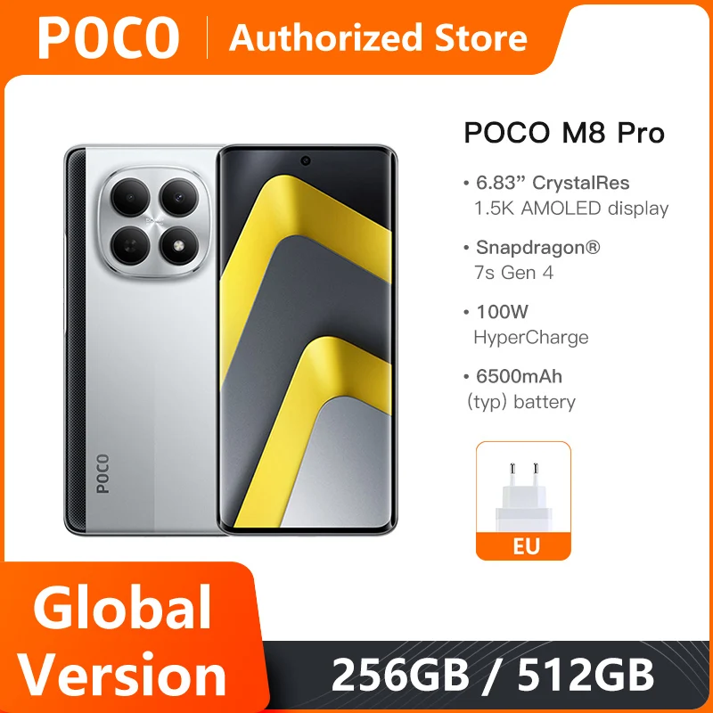Mobile Phones POCO M8 Pro 5G Global Version Snapdragon 7s Gen 4 6.83' 1.5K 120Hz Display 6500mAh Battery 100W NFC
