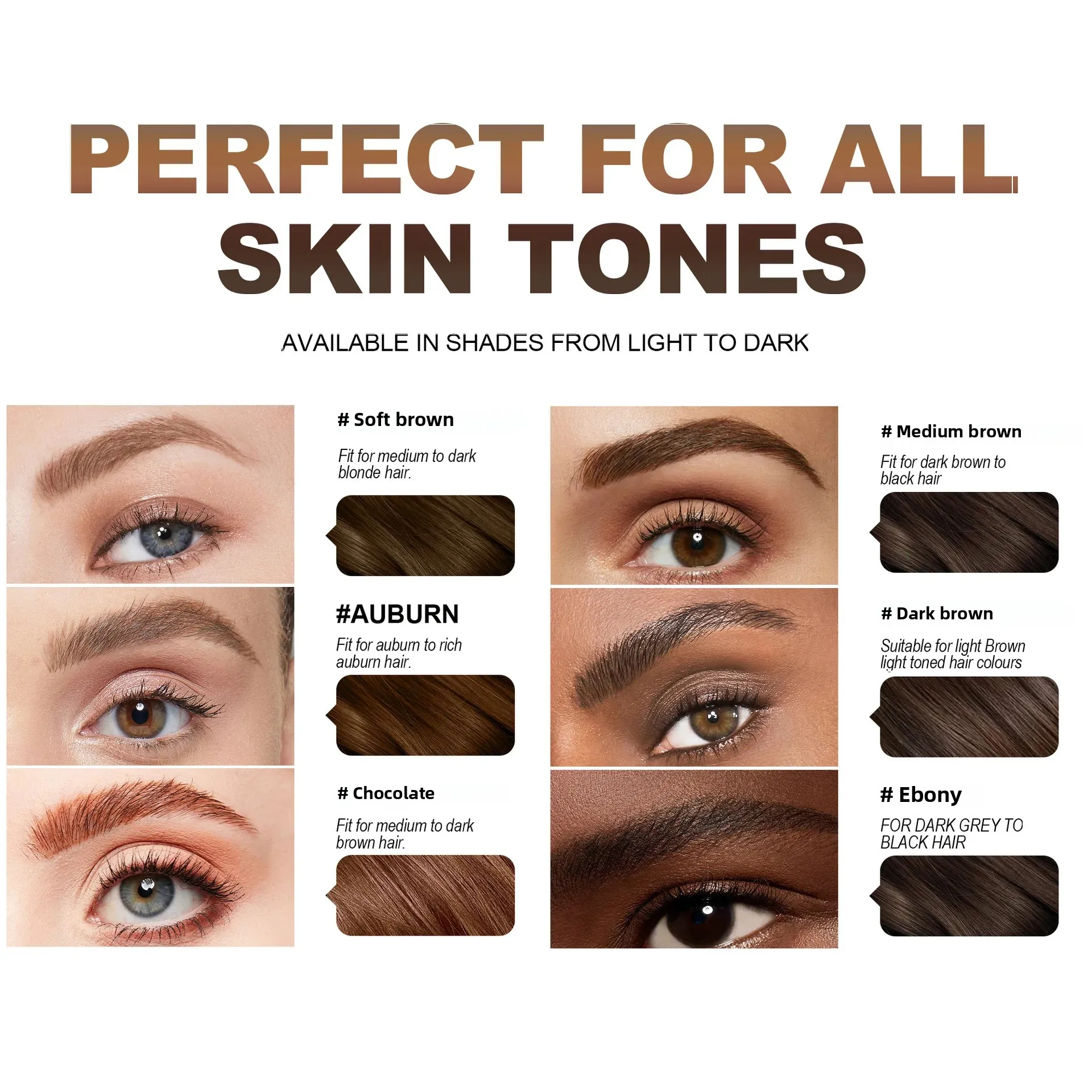 HANDAIYAN ダブルヘッドアイブロウペンシル（ブロウブラシ付き）2 in 1 3D回転式 長持ち 防水アイブロウペンシル