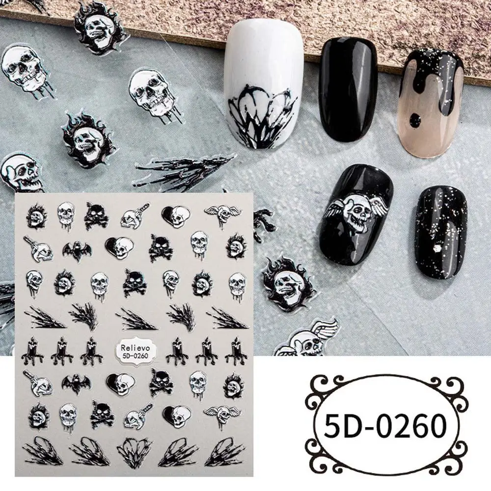 Geprägte Aufkleber Halloween Nagel Aufkleber Maniküre Ornamente Nagel zubehör Halloween Nagel Aufkleber DIY Nagel Charms