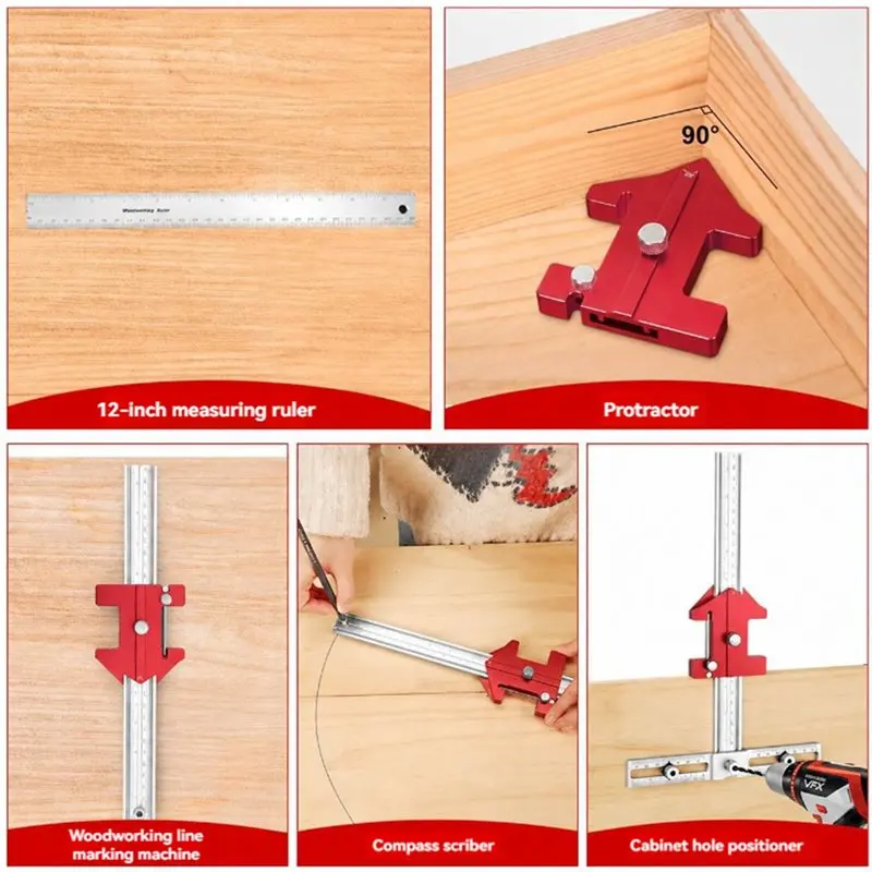 ABAE-Woodworking Adjustable Handle Hole Locator Multifunctional Furniture Cabinet Drilling Positioning Jig Pull Mounting