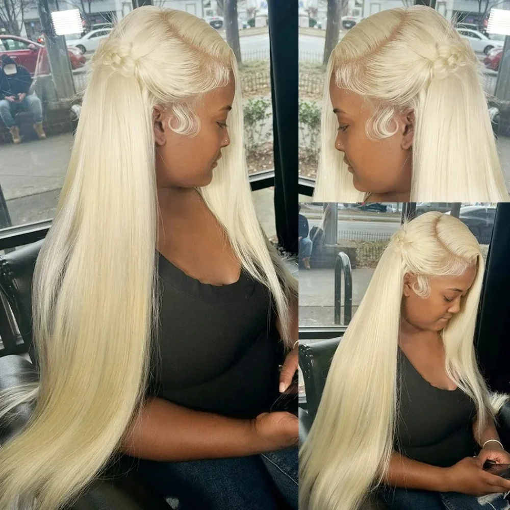 200% Density Brazilian HD Lace Frontal Wigs 30 36 Inch Bone Straight 613 Honey Blonde 13x4 13x6 Lace Front Human Hair Wig