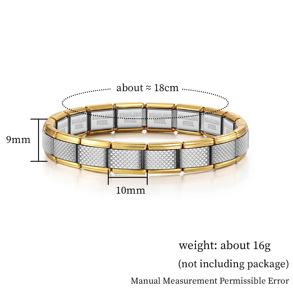 Herren-Armband aus Edelstahl mit Gitterstruktur, 9 mm, italienischer Charm-Armband, DIY, abnehmbare Schmuckglieder für Geschäftsmänner – Detail 1